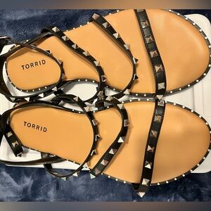 Torrid Black and Tan Studded Sandals